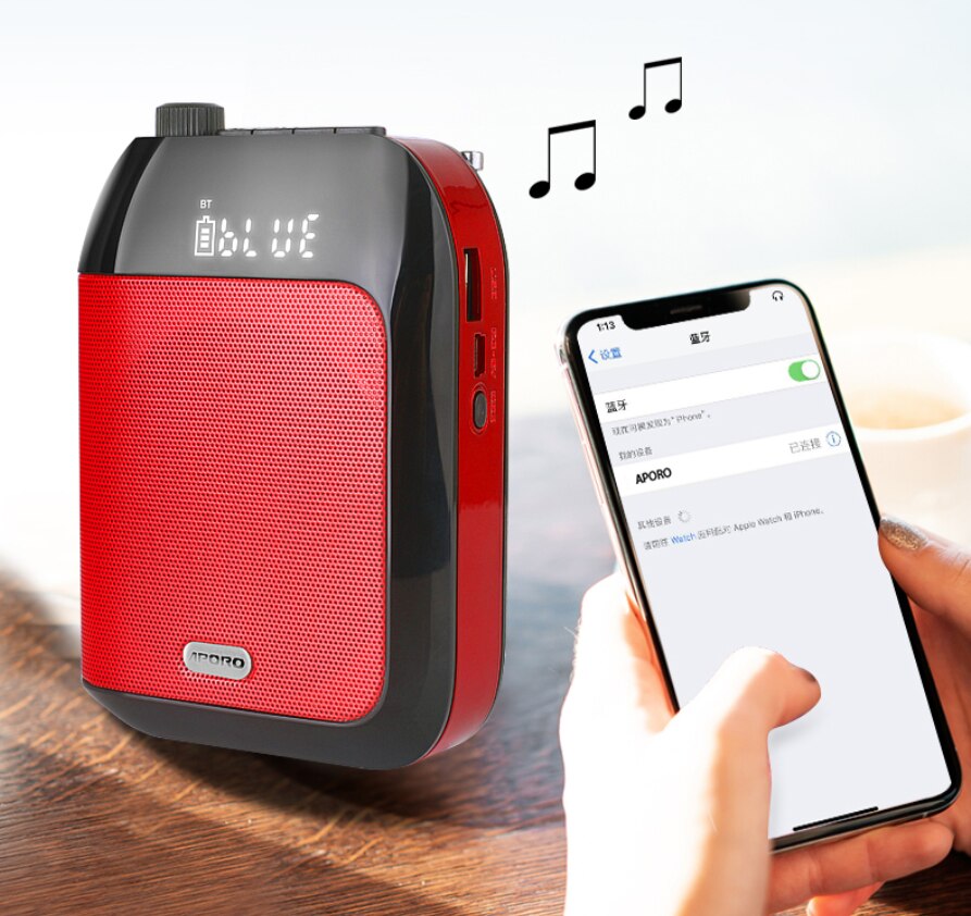 Amplificatore vocale portatile da 15W microfono cablato Radio FM AUX registrazione Audio altoparlante Bluetooth per insegnanti altoparlante per insegnante