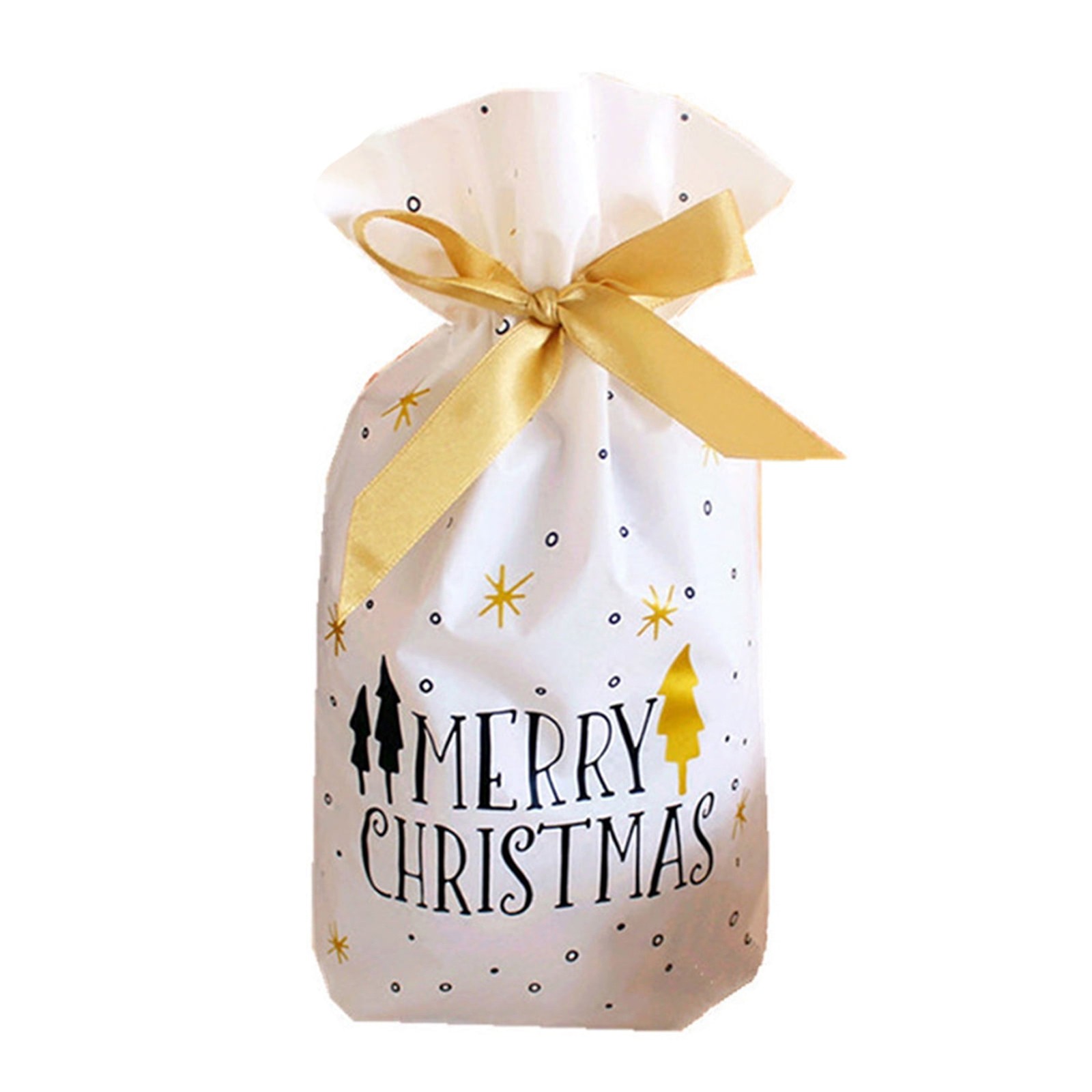 50pcs Christmas Candy Bags Xmas Decorations Santa Bag Navidad Xmas Bags Cristmas Cookies Packing Bag 15x23.5cm: light yellow