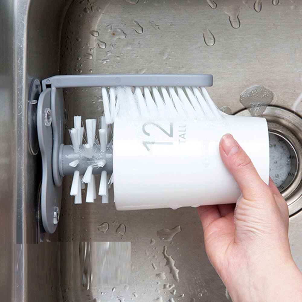 Glass Cleaner Bottles Brush Sink Stand Drink Water Cup Scrubber Mug Wine Suction Kitchen Bottle Cup Cleaner Brush