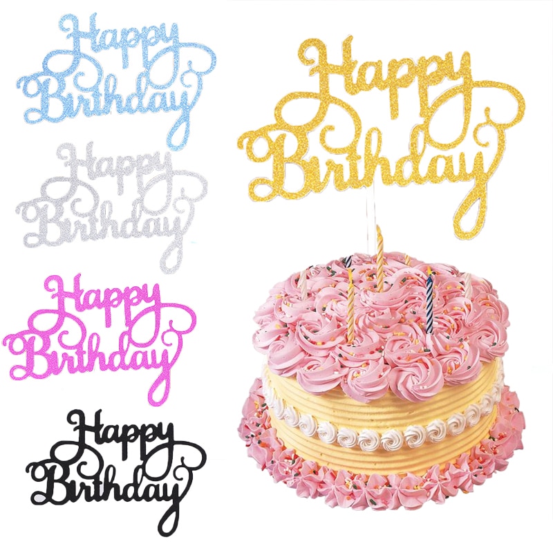 10pcs Kids Happy Birthday Cake Toppers Goud Zilver Fondant Taart Decoratie Accessoires Dessert Decoratie