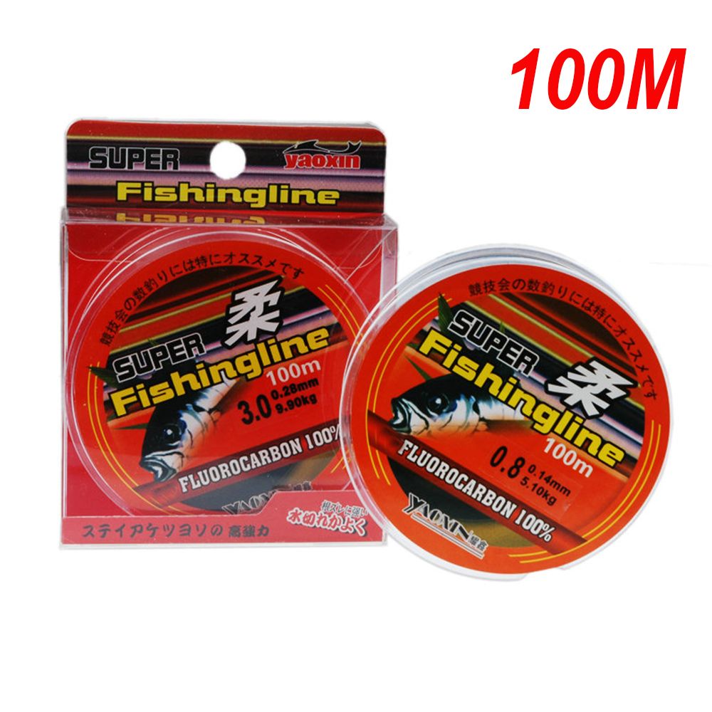 100M Super Strong Fishing Line 100% Fluorocarbon Monofilament Nylon PA Tackle Wire Durable Fishing Line 0.8-6LB