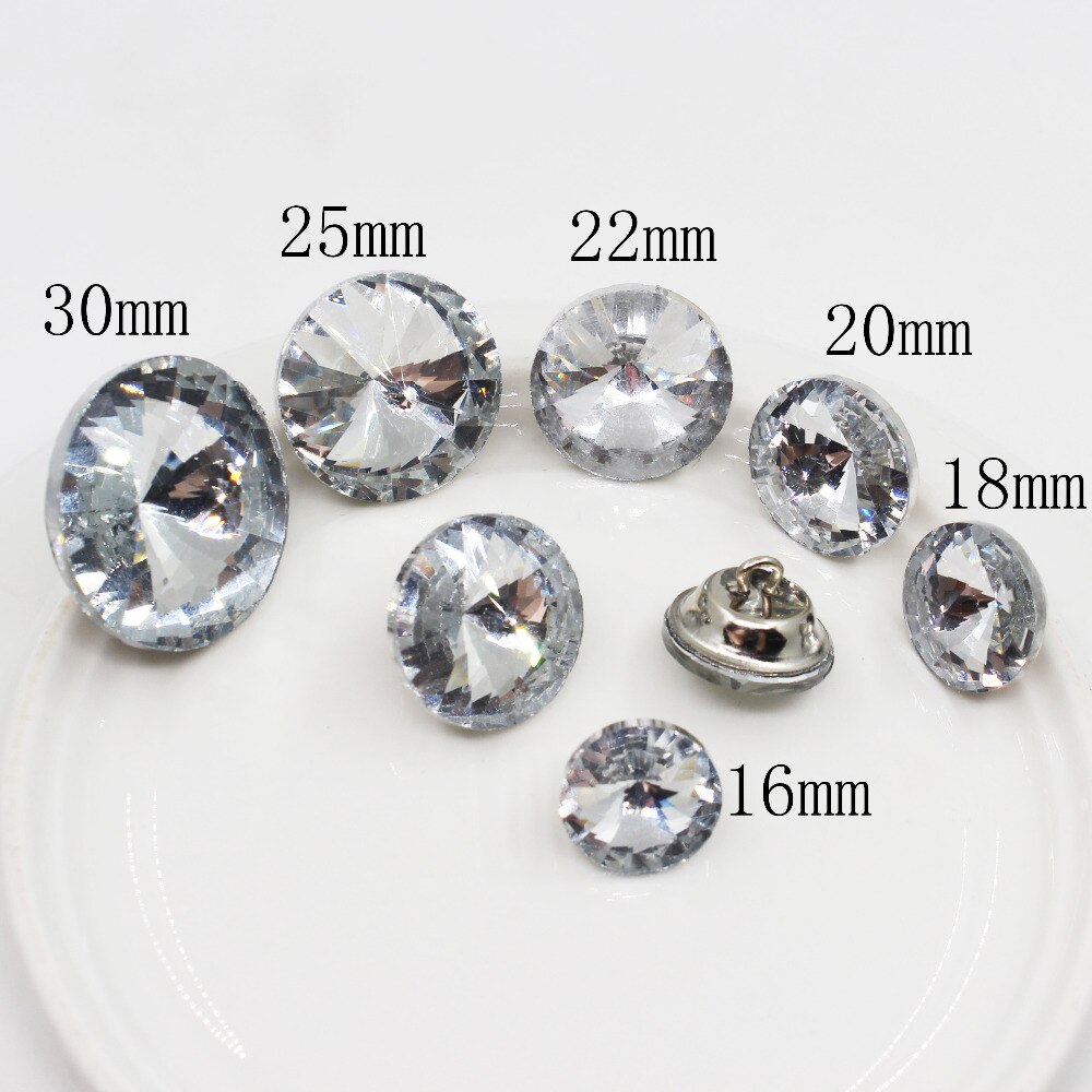 Botones de cristal transparente con diamantes de imitación para decoración de niños, suministros de bordado, manualidades de costura, decoración de boda, 10 Uds.