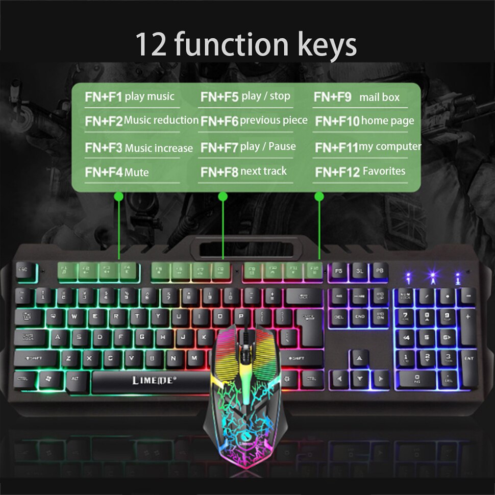 Gaming Mouse 104 Keyboard Sets Phone Holder Metal Mechanical Feel Wired LED Gamer With RGB Backlight Support PC Keyboard