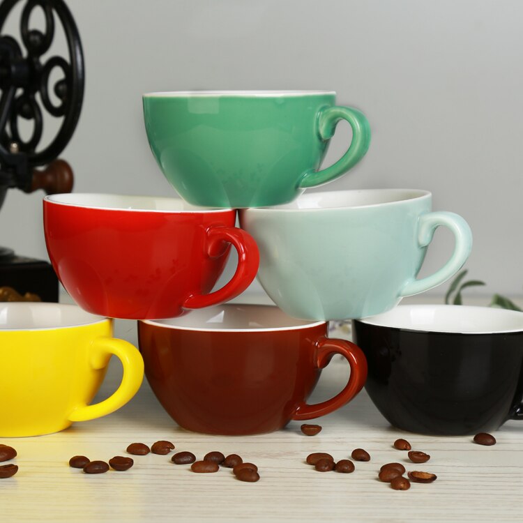 300ml bunte dicke körper neue Knochen China Cappuccino tassen und untertassen, keramik kaffee tasse untertasse