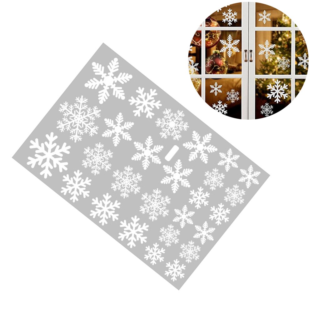 27PCS White Snowflake Stickers Snowflake Window Clings Reusable Christmas Decorations Sticker
