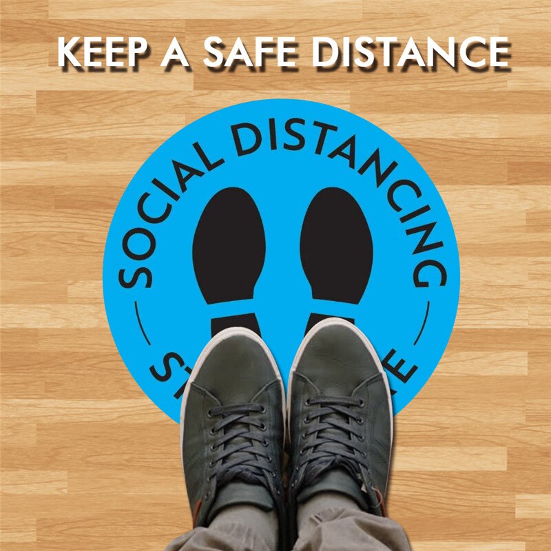 Public Warning Stickers Keep Distance Safety Warning Sign Adhesive Tapes DIY Sticker For Mall Store Factory School