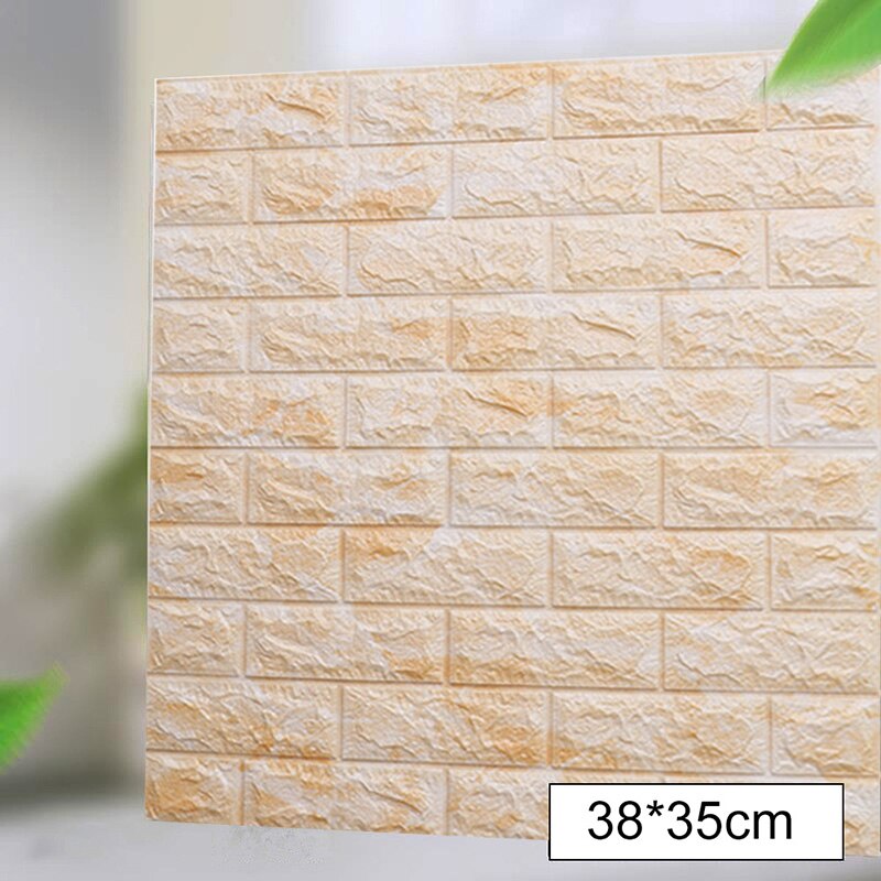 Självhäftande 3d väggdekal imitation tegel marmor präglad diy heminredning tapet barnrum kök sovrum: Gul marmor