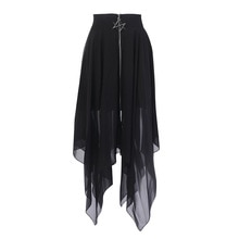 Gothic Röcke Sommer Mesh Unregelmäßigen Frauen Röcke Stern Reißverschluss Schwarz Punk Röcke Gothic Dunkelheit Dame Rock Beiläufige Lose Streetwear Röcke