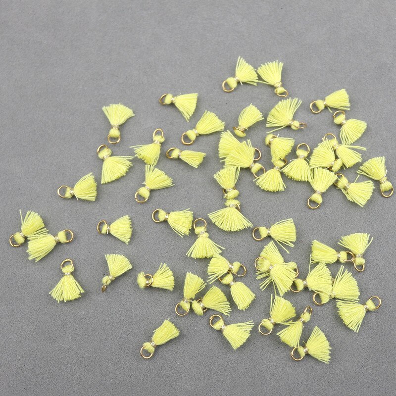 20Pcs 1 Cm Katoenen Draad Mini Kwastje Trim Hanger Diy Craft Materialen Sieraden Oorbellen Ornamenten Opknoping Ring Kleine Fringe trim: Light yellow tassels