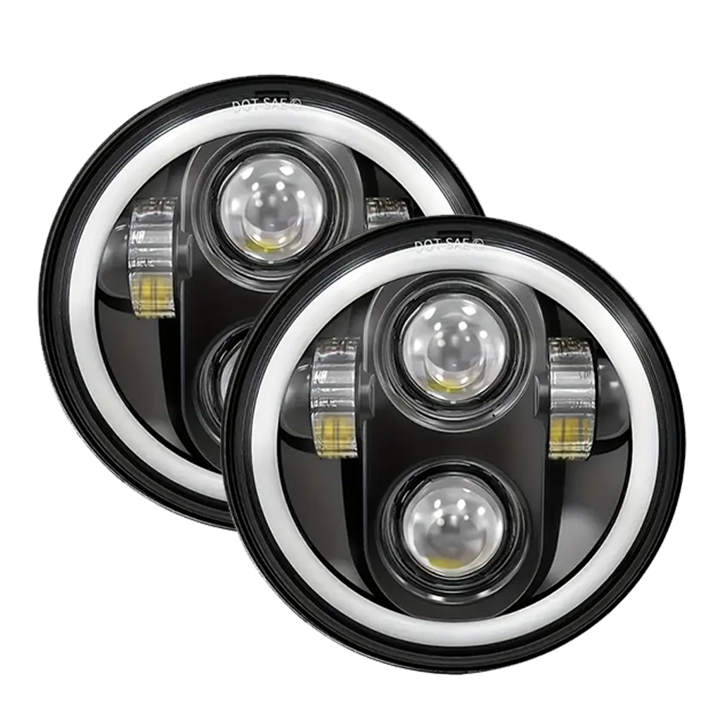 5 x 3/4 " 5.75 auton led-ajovalot kaukovaloilla ja lähivaloilla, oranssi vilkku, valkoinen päiväajovalo, moottoripyörän  h4 5 3/4 led-ajovalojen halorengas: Keltainen