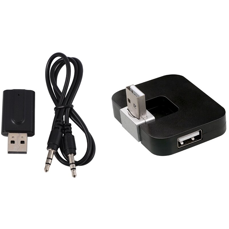 1 Set 5,0 Bluetooth Sender Empfänger Stereo Bluetooth Adapter & 1 Pcs 2,0 4-Port Distributor Splitter Power: Default Title