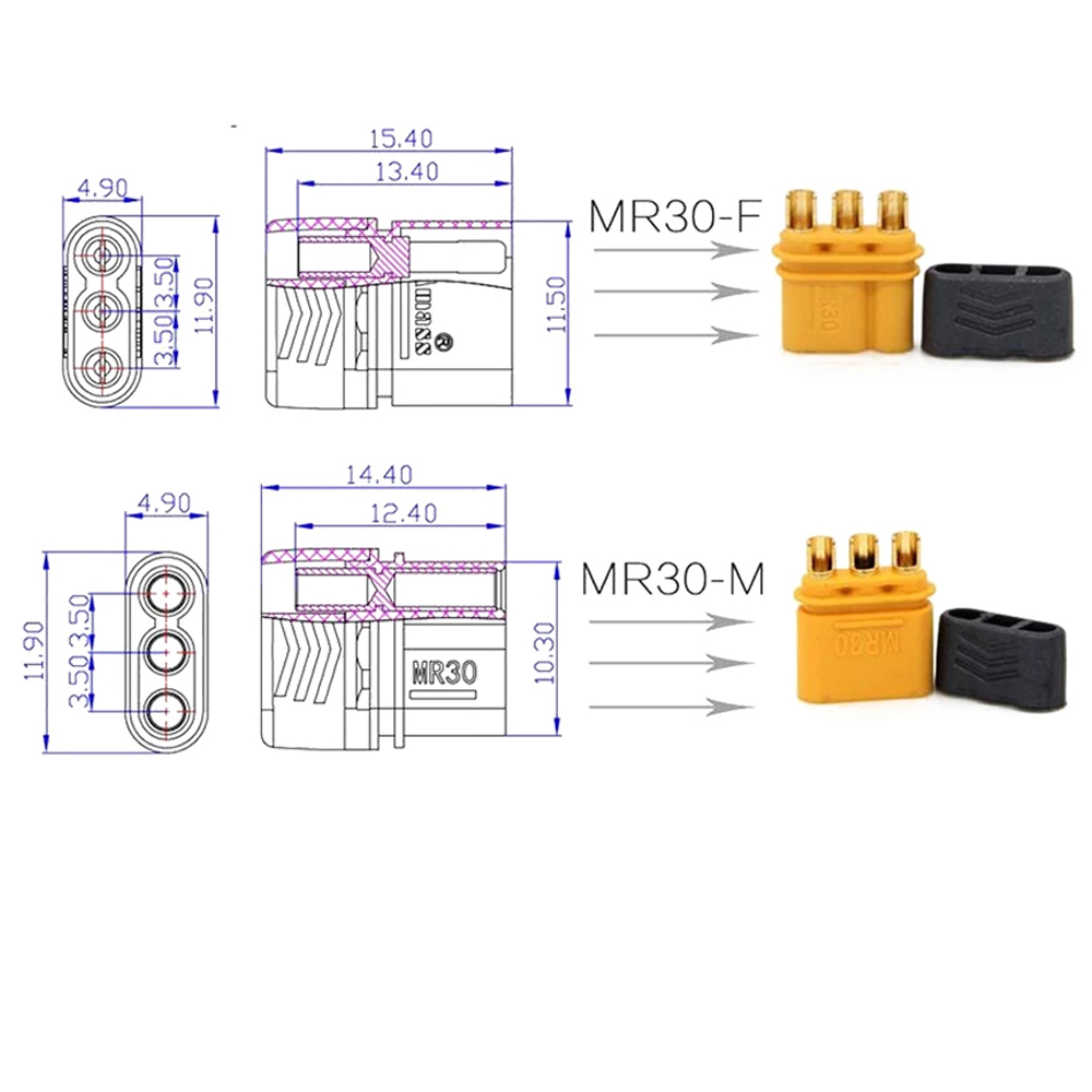 Amass stecker mr30 stecker buchse mit mantel für rc multi kopter flugzeug lipo teig spielzeug teil