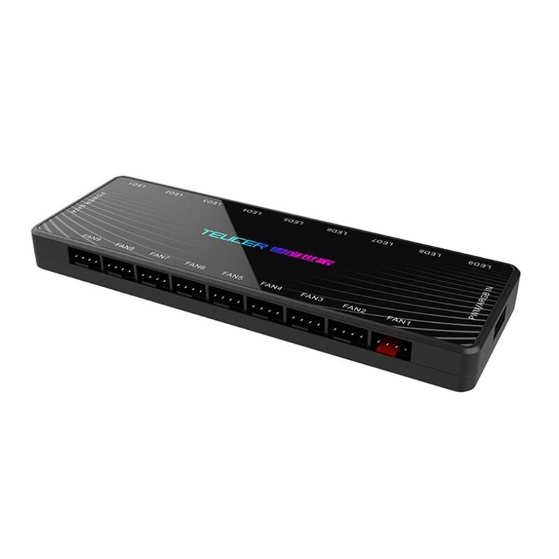 TEUCER 1 a 9 PWM y ARGB ventilador HUB Splitter 4 Pin PWM 3 Pin direccionable RGB adaptador de interfaz SATA concentrador para PC de escritorio: Default Title