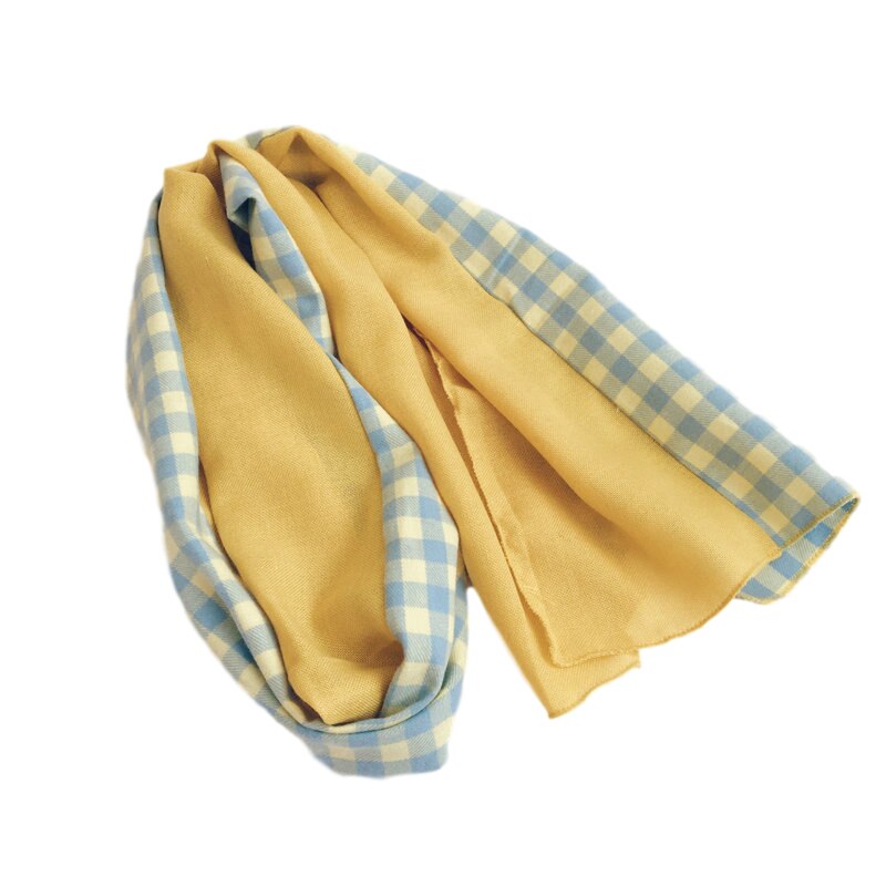 Écharpe à carreaux pour enfants, en coton, pour printemps et automne, pour filles et garçons, accessoires pour bébé: Jaune bleu