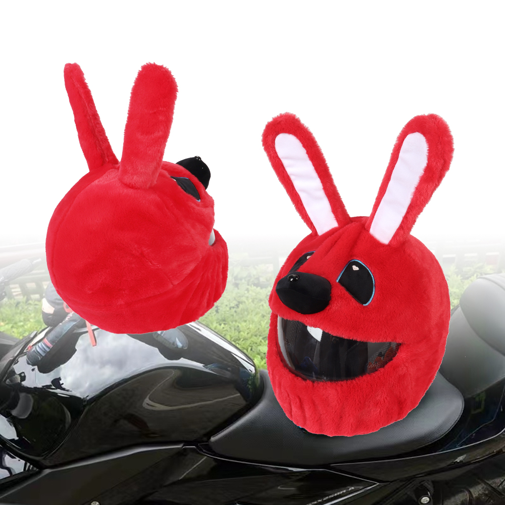 Helm Bescherming Hoofddeksels Hoes Cartoon Pluizig Pluche Set Voor Motorfiets Full-Face Beschermhoes Motorfiets Veiligheid Trendy: Rood