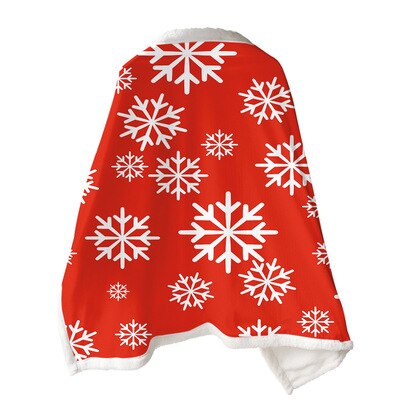 Christmas Printed Women Poncho Double Blanket Cloak Lazy Blanket Multifunction Magic Throw Blanket Air Condirioning Thick Shawl: 3