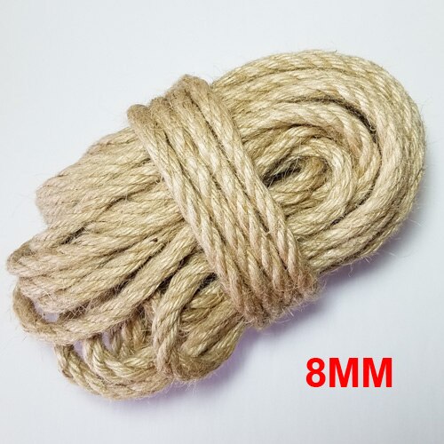 100%  naturligt jute reb 1mm-10mm garn macrame snore til dekoration håndlavet gør-det-selv: 8mm