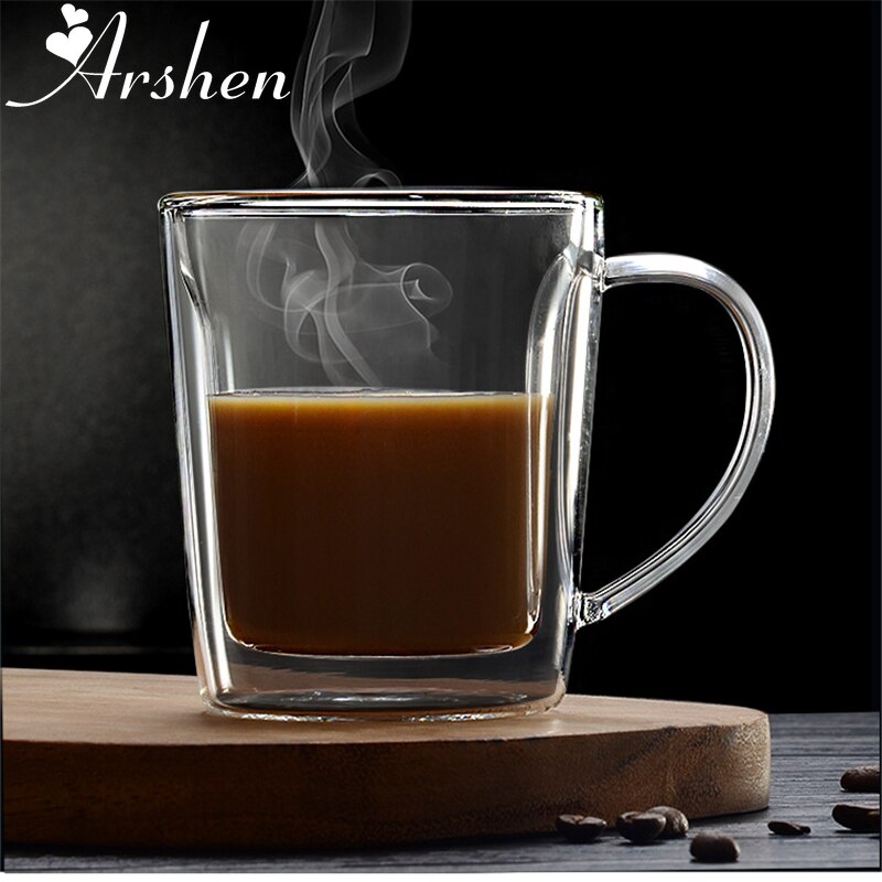 Arshen Double Coffee Milk Mugs With The Handle Gla... – Grandado