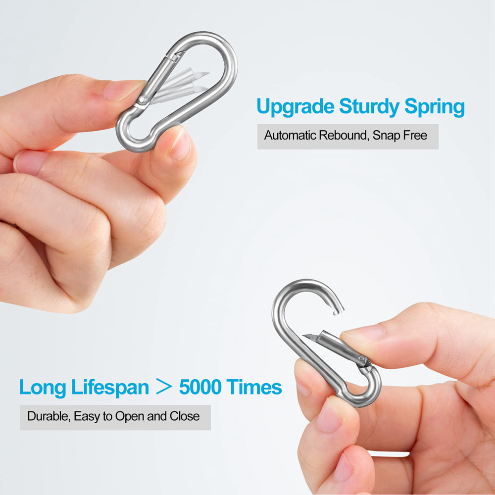 10PCS Stainless Steel Carabiners Clips 1.57 Inch Small Caribeaner Spring Snap Hooks Heavy Duty Keychain Clip Qick Link for Keys