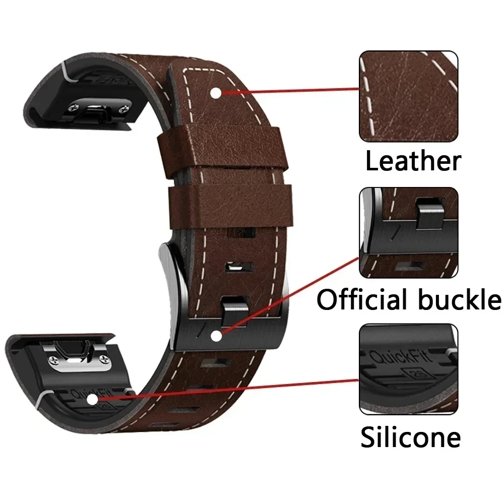 Bandjes Voor Garmin Marq Atleet Avonturier Golfer Captain Aviator Epix Gen 2 Quickfit 22 26Mm Siliconen Lederen Horlogeband Armband