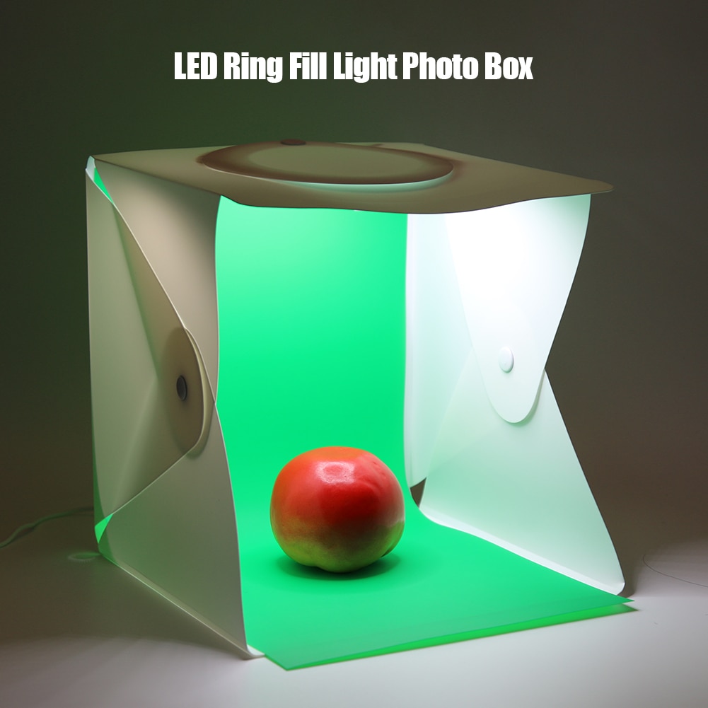 Carpa de luz de estudio fotográfico portátil + Kit de 4 telones de fondo con luz de anillo USB de 72LED para decoración de estudio fotográfico doméstico