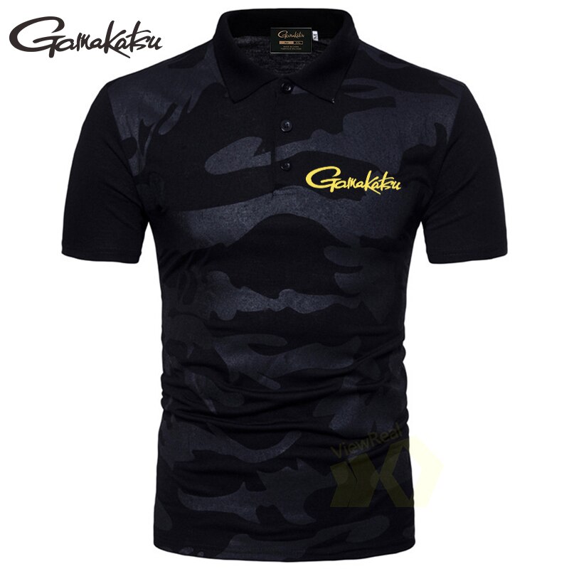 Fiske t-shirt mænd sommer camouflage kort skjorte mænd afslappet fisketøj sport åndbar fisketrøje: Grå / M