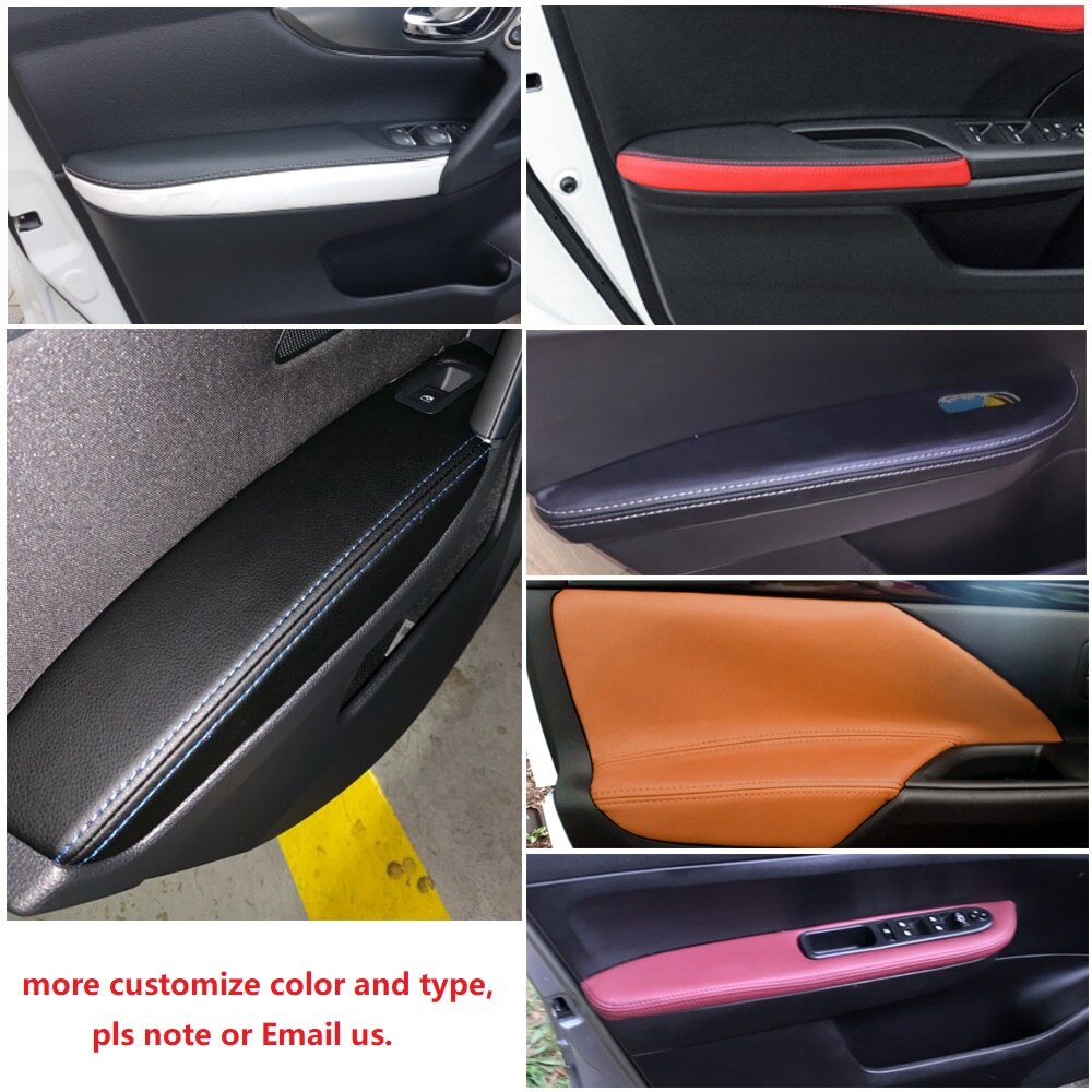Para Ford Mondeo 2007, , , , , , manija de puerta Interior de cuero de microfibra, cubierta de Panel de apoyabrazos embellecedora