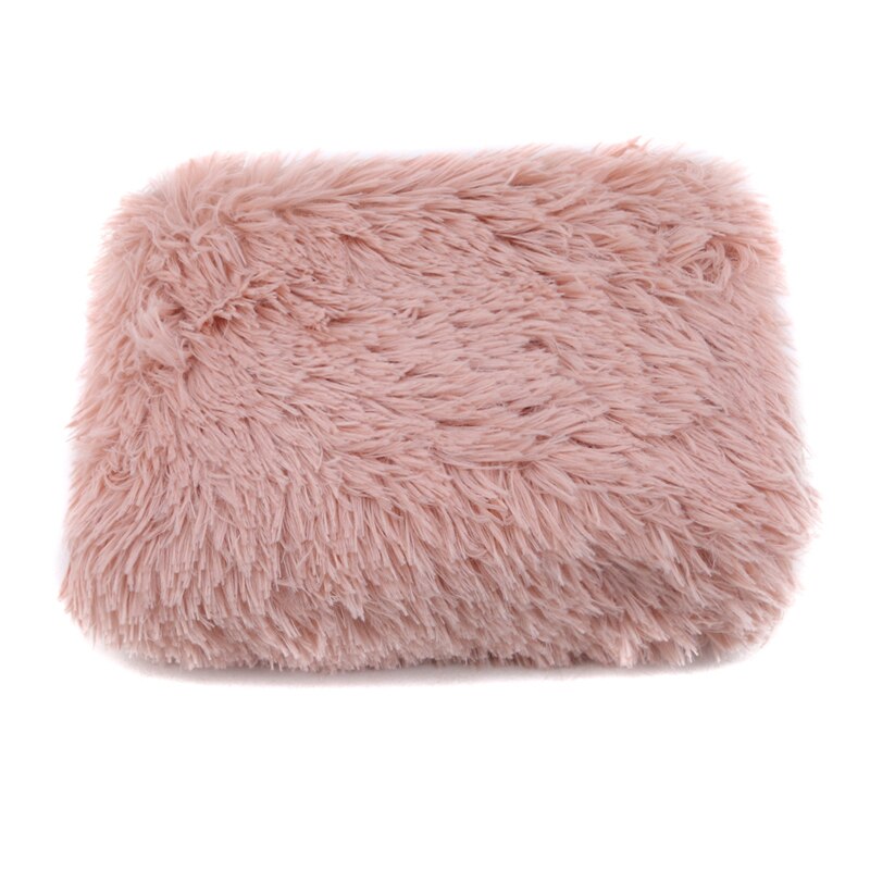Rund plysj katteseng hus kattematte vinter varme sovende katter reir myk lang plysj hundekurv kjæledyr pute bærbare kjæledyr forsyninger: Rosa / 55 x 35cm