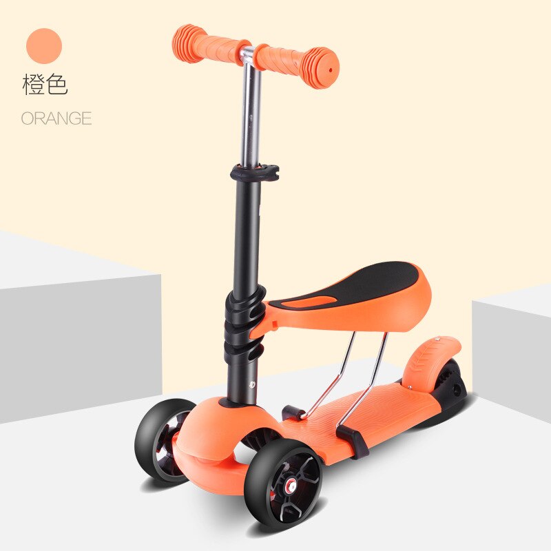 Phoenix Children’s Skateboard 2-6 Years Old 3 Baby Can Sit Can Ride Slide Single Foot Slip Kids Three-in-One Pulley: Orange  Lightweight Dual Purpose Deconstructable   Suitable for 1 6 Years Old 