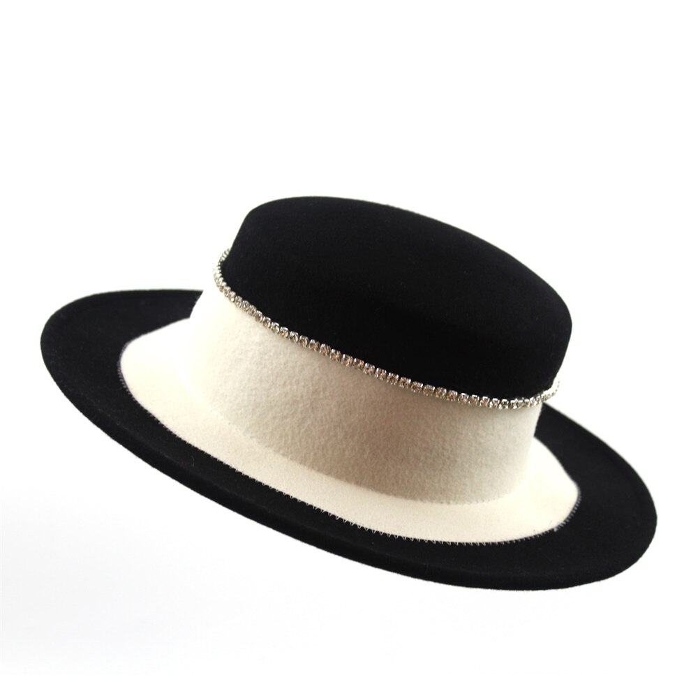 Vinter dame all-match top hat syning farve udendørs ren uld varm top hat afslappet vinter hat: Sort