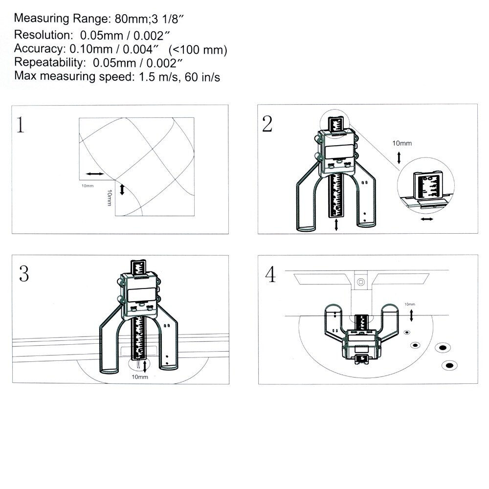 Digital Tread Depth Gauge Magnetic Self Standing Aperture 80mm Hand Routers Mini Digital Guage Height Gauge for Router Table