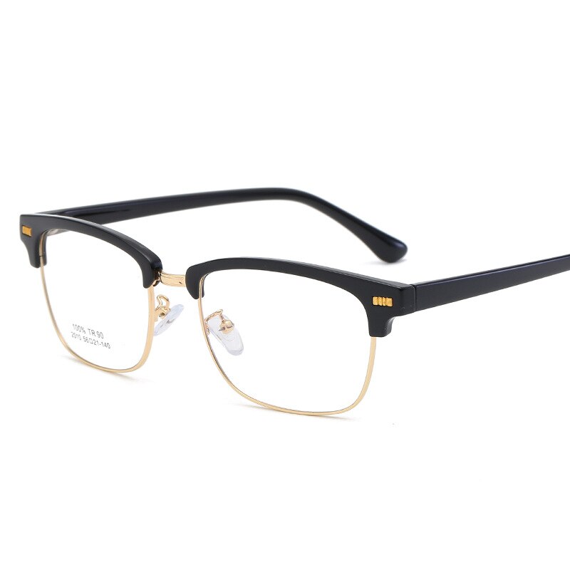 Vazrobe 155mm Oversized Eyeglasses Frame Male Glasses Men TR90 Semi Rimless Spectacles for Prescription Optical Wide Face: black gold