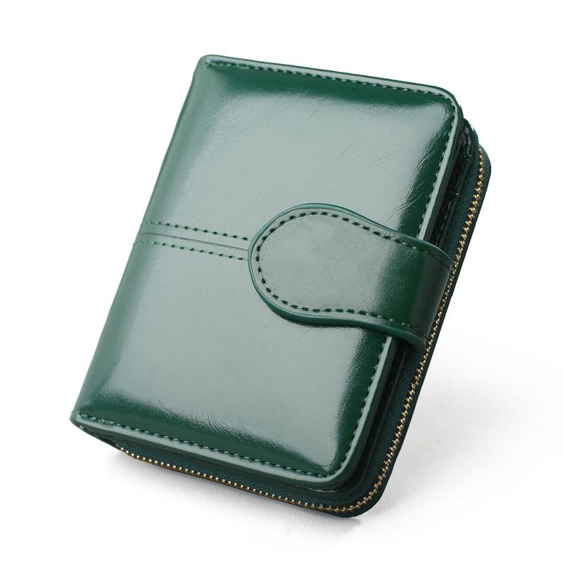 Nova moda feminina carteira de couro do plutônio carteira de bolso de moedas de moda feminina cor pura titular do cartão: Green