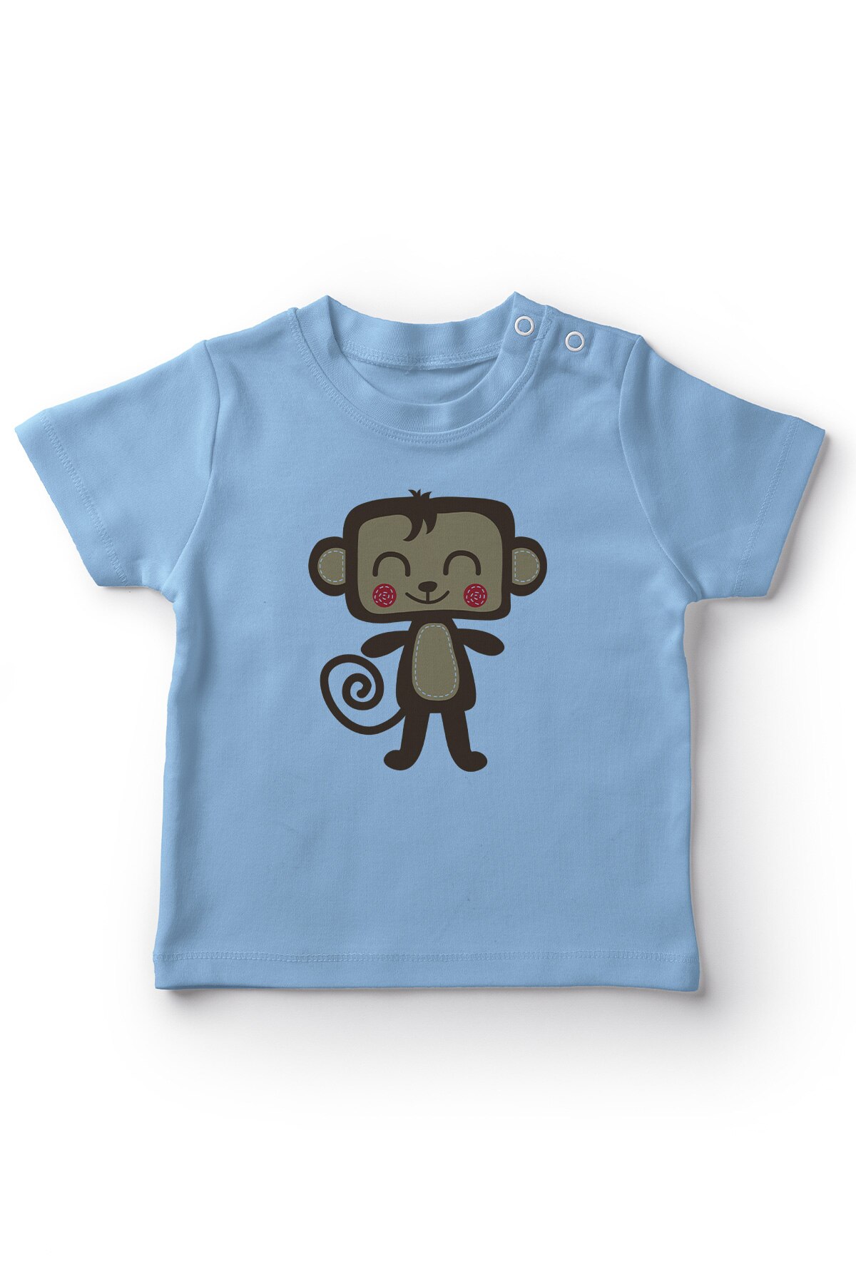 Angemiel Baby Zoete Lachende Aap Baby Boy T-shirt Blauw