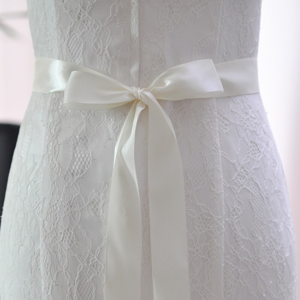 4CM Wedding Belts Accessories Girl Party Prom Decoration With Satin Ribbons and Thin Ribbon 4CM Width 100%: off-white
