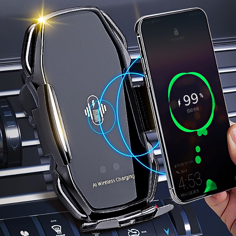 Automatische klem 10w qi draadloze autolader voor iphone 11 pro max x xr qi draadloze autolader voor samsung  s8 s9 telefoonhouder