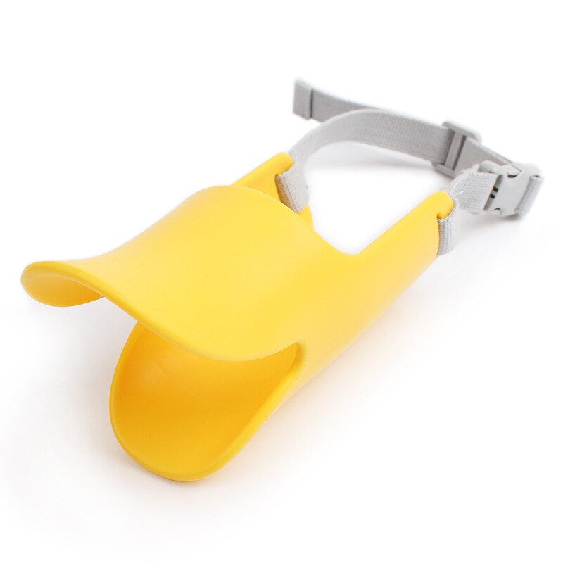 Adjusting Pet Dog Muzzle Silicone Duck Mouth Mask Muzzle Bark Bite Stop Small Dog Anti-bite Masks Pets Decoration: YELLOW / S