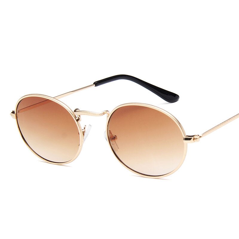 Lunettes de soleil ovales pour femmes, de luxe, transparentes, tendance, en alliage, pour adultes: Gold tea
