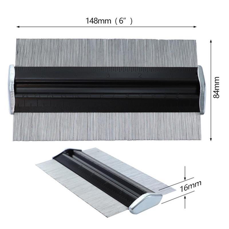 1piece Multifunctional 6 Inch Profilometer Metal Pin Radian Measuring Ruler Tools Measuring For Woodworking Gauge V0W1