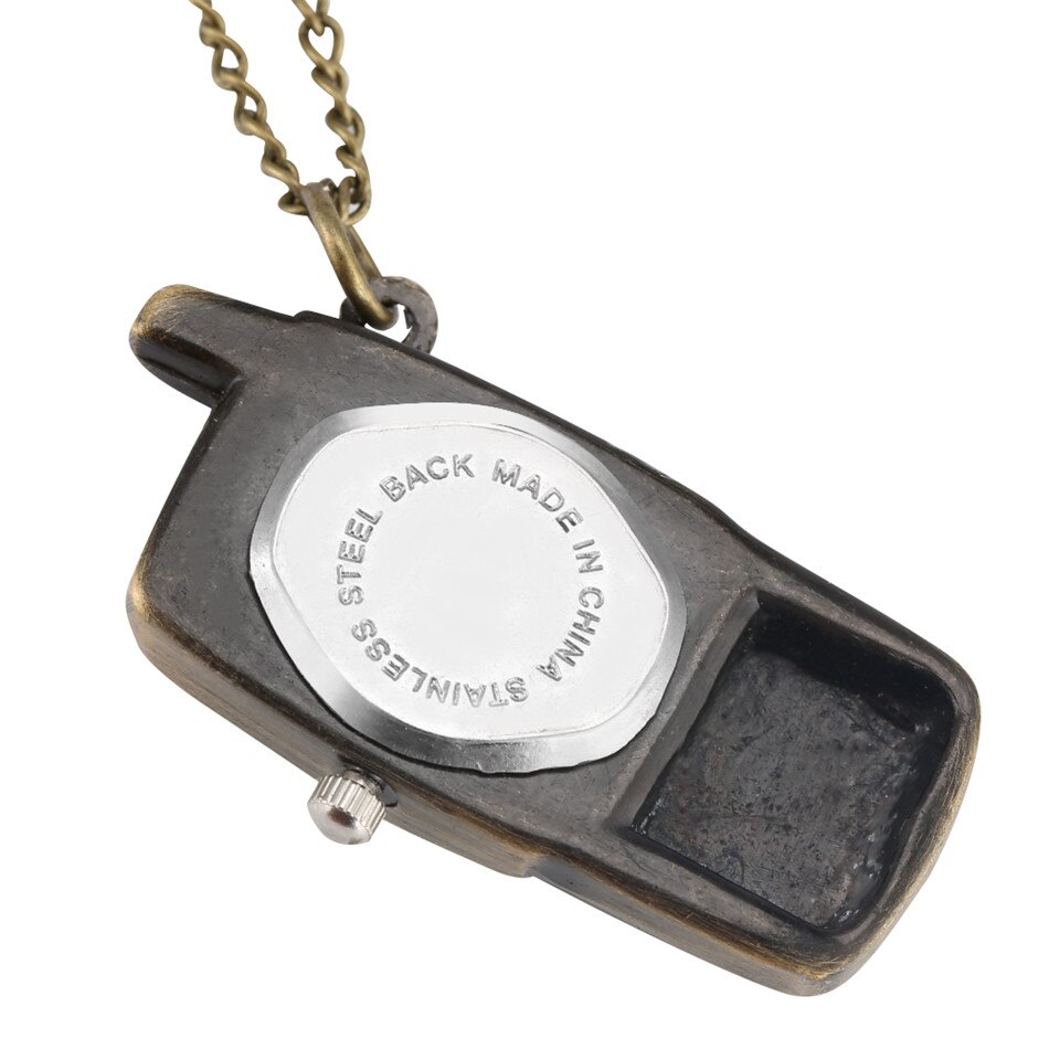 Mini telefoonvormig quartz zakhorloge, uniek kettinghorloge, antieke hanger