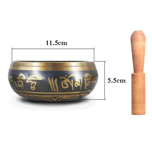 Tibetan Singing Bowl Himalayan Buddhist Yoga Meditation Percussion Copper Sound Therapy Nepal Handmade Singing Bowl: 11.5cm