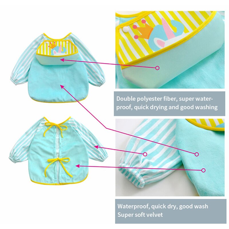 Lunch bibs Eating Smock Waterproof Baby Clothes Boys Girls 4 season Jacket Newborn 0~3 Year Children Anti dressing Kid Clothing