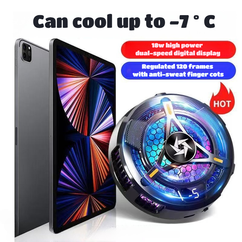 SL06 ABS+Aluminum 18W Powerful Semiconductor Cooling Fan Radiator with Temperature Digital Display for IPad Pro Tablet Universal