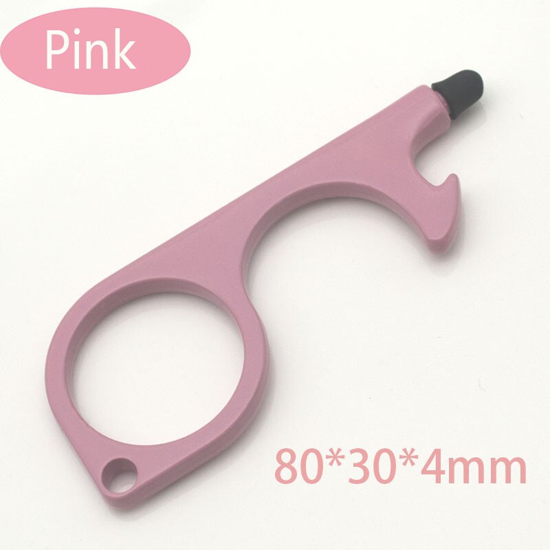 EDC-abridor de puerta sin tocar, botones de pantalla, herramientas de prensa, protección de seguridad, aislamiento sencillo, sacacorchos, llavero, accesorios para el hogar: pink
