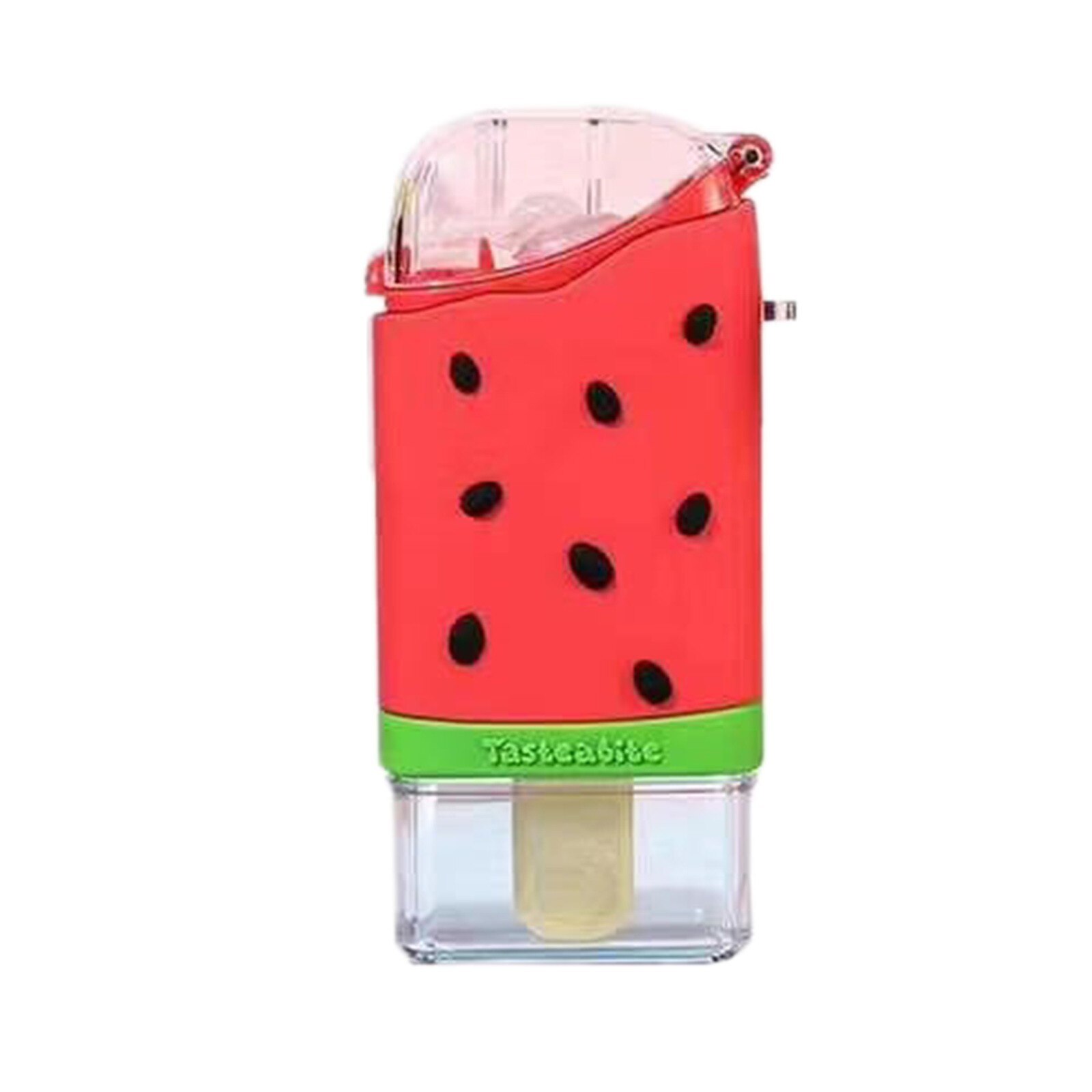 300ml Summer Cute Donut Ice Cream Water Bottle With Straw Square Watermelon Cup Portable Leakproof Bottle BPA Free: A