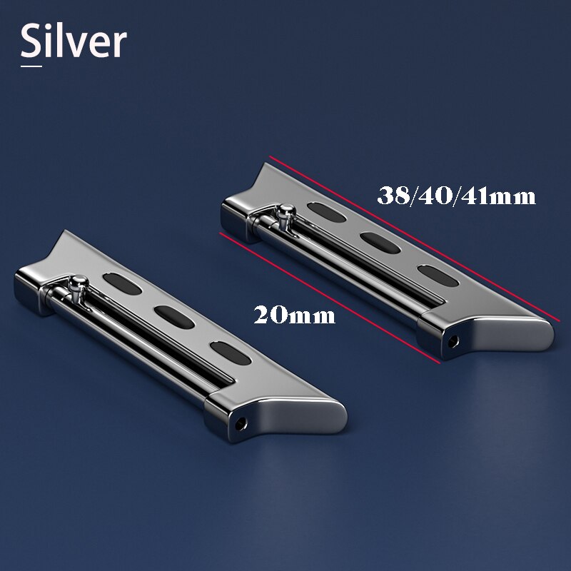 Connector Adapter for Apple Watch Band Series 7/SE/6/5/4/3/2 Quick release Connectors for Iwatch 42/38/45/41mm Stainless Steel: 20-38 Silver