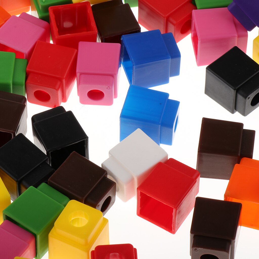 Bunte Verknüpfung Würfel, Holz Rätsel Blöcke Würfel Pädagogisches Zählen Spielzeug, Früer Mathematische Fähigkeiten, 2 Packungen 100x