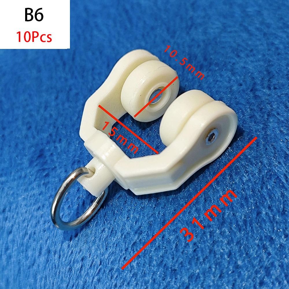 10Pcs Straight Curved Track Rollers Curtain Wheels Rail Curtains Hook Ring Slider Furniture Hardware Curtain Rod Pulley: Pink
