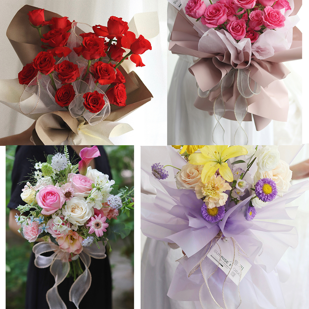 Cinta de Organza transparente con cable de 10 yardas con cinta de gasa con borde dorado para envolver ramo de de cumpleaños y boda, decoraciones DIY