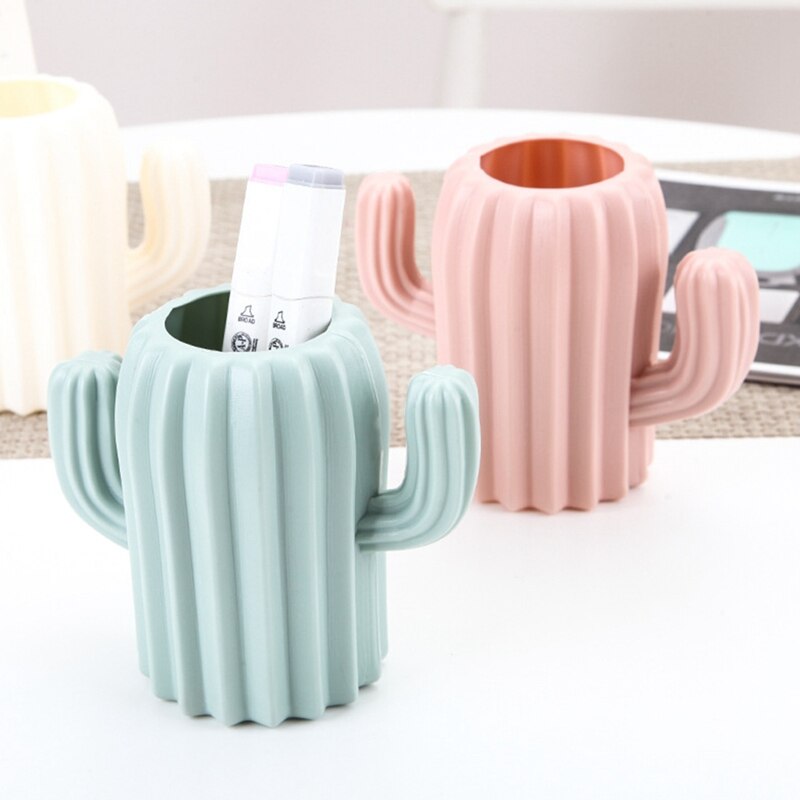 Large Capacity Pen Holder Cute Cactus Pencil Pot Student Desktop Multifunction Storage Box Office Supplies